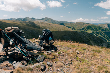 Bastiments peak seen from Coll de la Marrana mountain pass in summer
