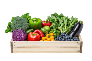 Fresh Vegetables and Fruits in Wooden Crate