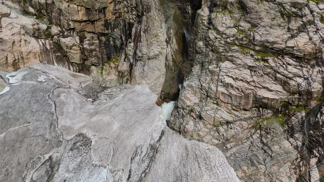 Boyabreen glacier valey, Norway, video with drone, aerial shots, nordic landscapes, ice and water