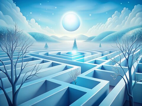 El Laberinto de los Sentidos: Un Viaje Visual en Azul Tenue para Decoraci&oacute;n de Videos y Fondos Blancos