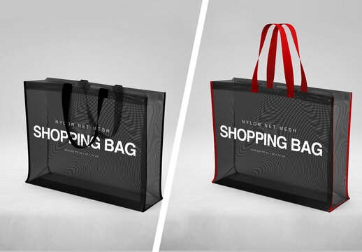 Single Net Nylon Mesh Shopping Tote Left view Mockup