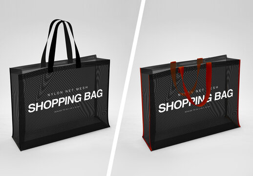 Single Net Nylon Mesh Shopping Tote Right view Mockup