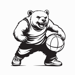 Bear Basketball Vector Art, Icons, and Graphics isolated on white background. 