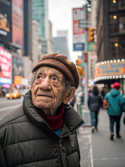Elderly man on the streets of New York