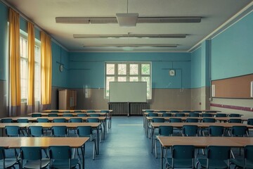 Empty scene of classroom architecture furniture building.