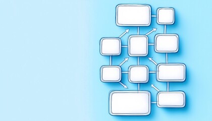 Organized Mind - Top-Down Simplified Flowchart Sketched in Blue Ink on Notepad in Bright Workspace