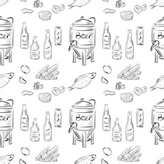 vector seamless pattern line art elements beer bar