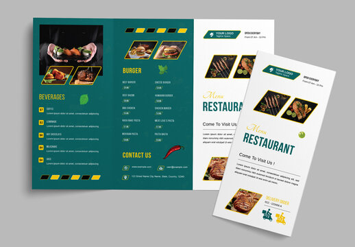 Restaurant Menu Trifold Brochure