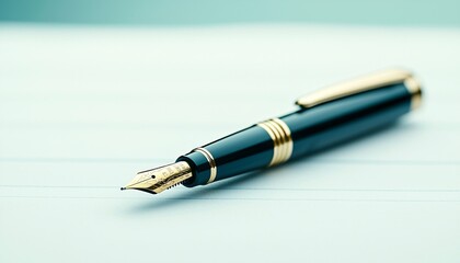 Fototapeta premium Executive Decision-Making: Elegant Pen on Financial Report Close Up \