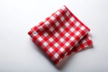 Front View of a Red Checkered Napkin on Isolated White Background Perfect for Food Photography and Table Setting Designs