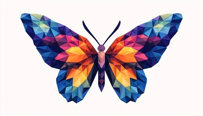 Geometric Butterfly: Contemporary Artistic Illustration with Clean Design Emphasizing Shapes and Colors