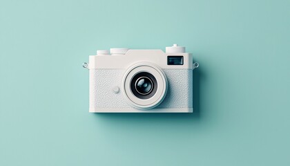 Minimalist Flat Design Camera Icon with Soft Shadows on Neutral Background