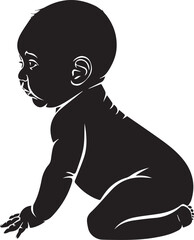 A Baby or Kids Silhouette Vector Art Illustration, cute baby vector, kids silhouette art, Download High-Quality Graphics