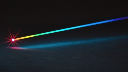 Fototapeta premium Vivid Blue Laser Beam Across Dark Background