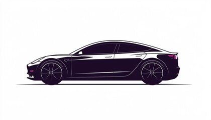 Futuristic Electric Car Clip Art Showcasing Aerodynamic Design on Minimalist Background