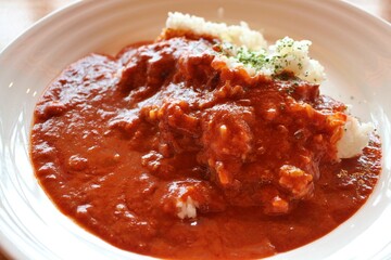 Japanese style red curry rice in Tokyo, Japan