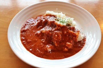 Japanese style red curry rice in Tokyo, Japan