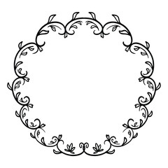 Hand-Sketched Botanical Circle