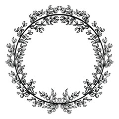 Delicate Floral Wreath Outline