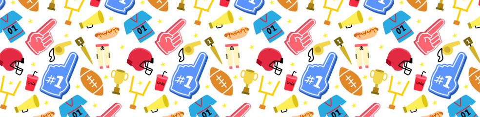 american football colorfull pattern doodle seamless pattern background cute transparent
