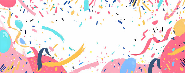 Confetti and ribbons, colorful party decoration vector illustration on a white background