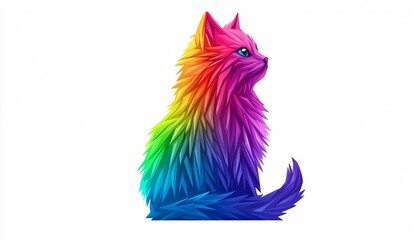 Obraz premium Whimsical Cartoon Cat Icon - Vibrant Digital Design of Playful Feline in Sitting Position with Cheerful Expression