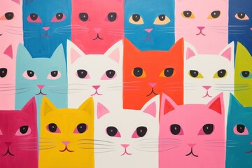 Group of cats art backgrounds mammal.