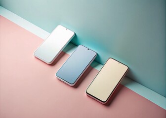 Minimalist Modern Empty Mockup Smartphones for Fashion Photography, Clean Aesthetics, Sleek Designs, Contemporary Style, Digital Display, Elegant Presentation, High-Quality Imagery, Product Showcase