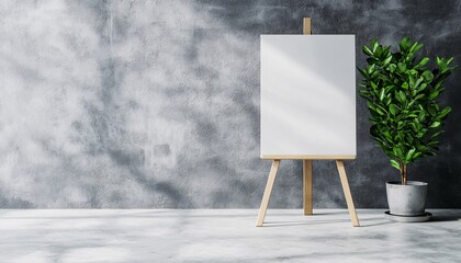 Minimalist Book Mockup on Easel in Sunlit Studio