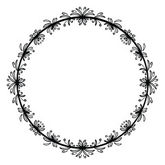 Botanical Wreath Frame in Black and White
