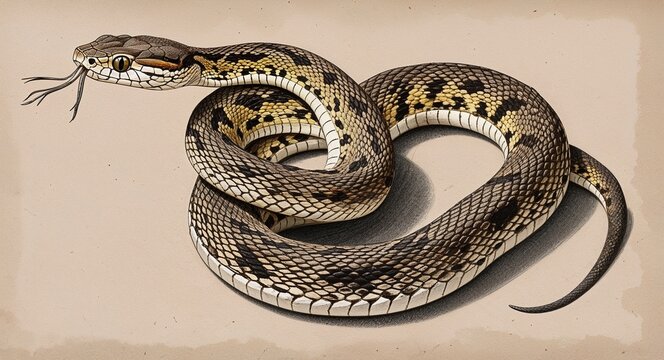 Rattlesnake coiled hand drawing