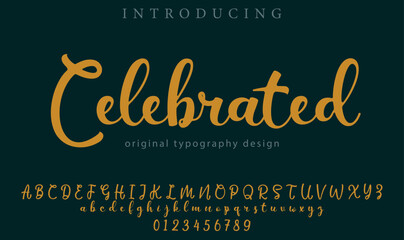 Celebrated Font Stylish brush painted an uppercase vector letters, alphabet, typeface