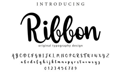 Ribbon Font Stylish brush painted an uppercase vector letters, alphabet, typeface