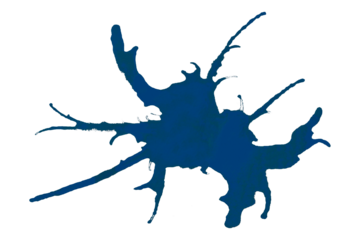 Splashing blue stains on transparent background