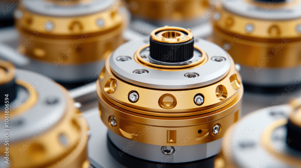 Aufkleber a close-up view of intricately designed golden mechanical components, showcasing precision engineeri