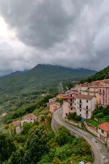Naklejka premium The landscape of Castelluccio Superiore, a village in Basilicata, Italy.