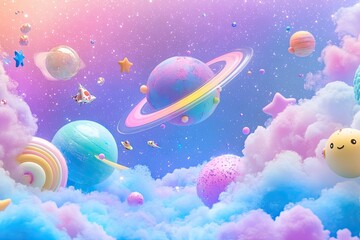 Naklejka premium space background with stars and planets