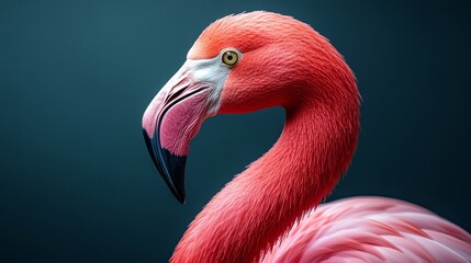 Fototapeta premium A close up of a flamingo's head with its beak open