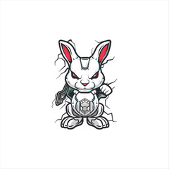 Bunny technology logo icon design template flat vector