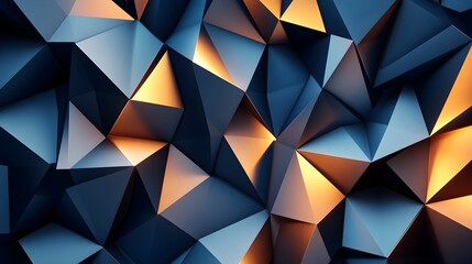 Striking Geometric Abstract 3D Triangular Background with Moody Chiaroscuro Lighting and Fractal-Inspired Patterns