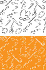 Christmas background pattern. 100% hand drawn vector image.