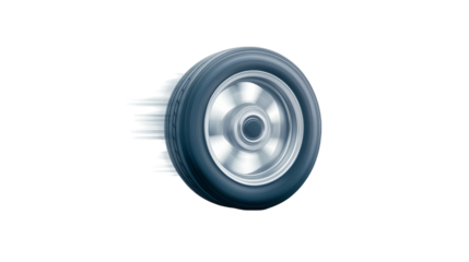 A stylized image of a spinning wheel, conveying motion and speed against a white background.