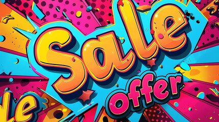 Bright "Sale Offer" banner with dynamic fonts and color accents, creating excitement and urgency