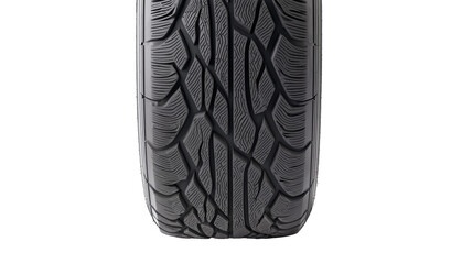 A close-up of a car tire showcases detailed tread patterns, emphasizing its design and wear for optimal performance.