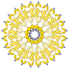 Modern mandala pattern with evil eye bead decoration