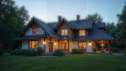 Blurred image of a beautiful house in the evening. Blurred background