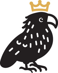 kakapo with crown.Kakapo Icon Vector Illustration - Rare and Unique Silhouette Design for Wildlife Logo, Background, and Texture (EPS 10 eps