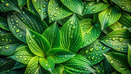 Fototapeta premium Stunning Drone Photography of Dewy Leaves with Drops, Macro Nature Photography, Leaf Close-Up, Greenery, Nature's Beauty, High-Resolution Aerial View, Natural Landscape, Freshness, Botanical Art