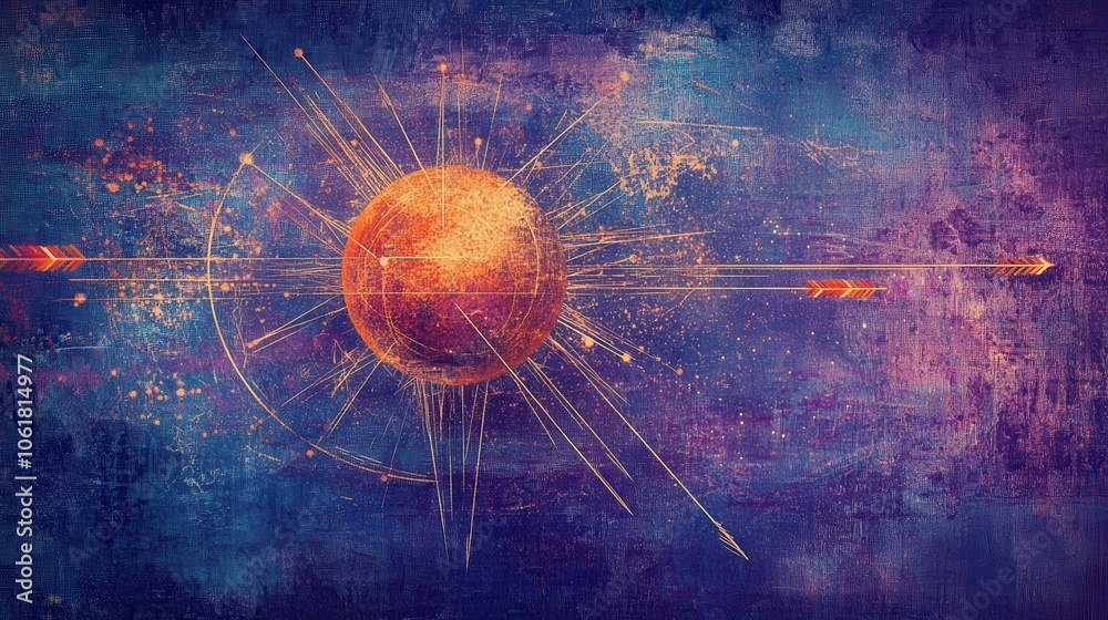 Aufkleber Artistic representation of the Higgs boson showcasing an abstract cosmic background and dynamic particle interactions in space