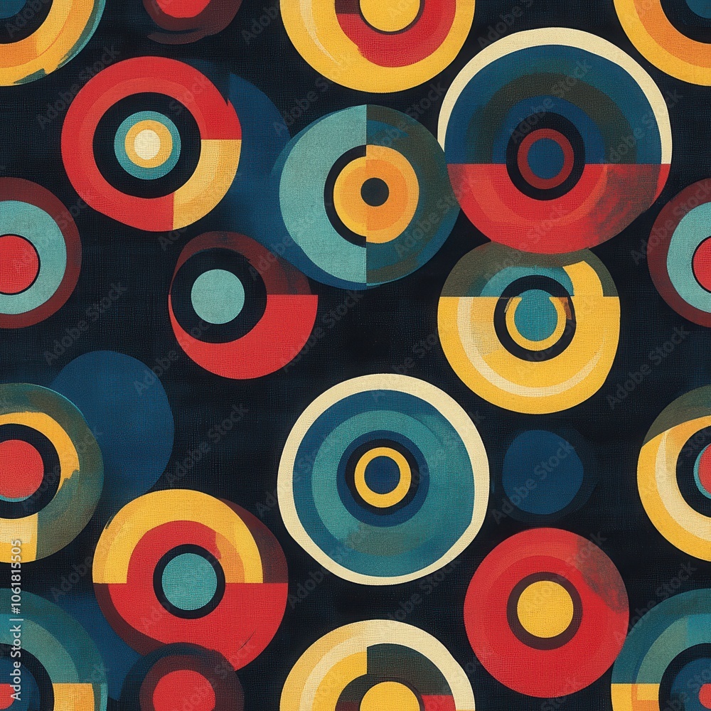 Poster vibrant concentric circles create an eye-catching pattern showcasing colorful design against a dark 